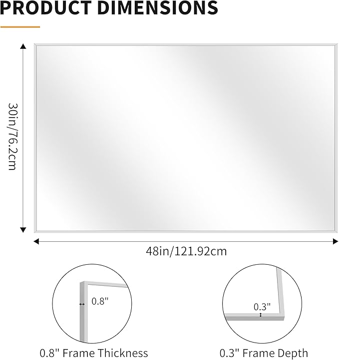 KOCUUY Silver Bathroom Mirror, HD Tempered Glass, Anti-Rust Brushed Silver Frame - Image 6
