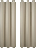 LEMOMO Beige Blackout Curtains 34 x 84 Inch Length/Set of 2 Curtain - Image 2