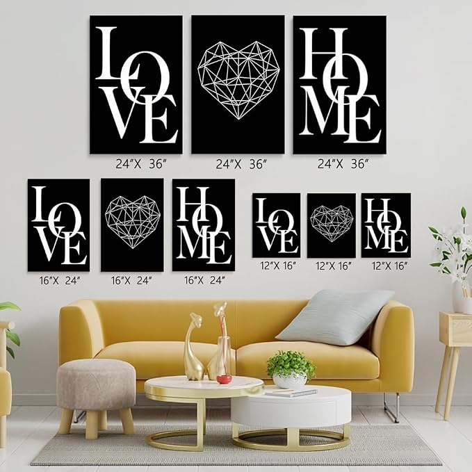 GUBIYU Love Home Wall Decor Black and White Farmhouse Modern Art - Image 2