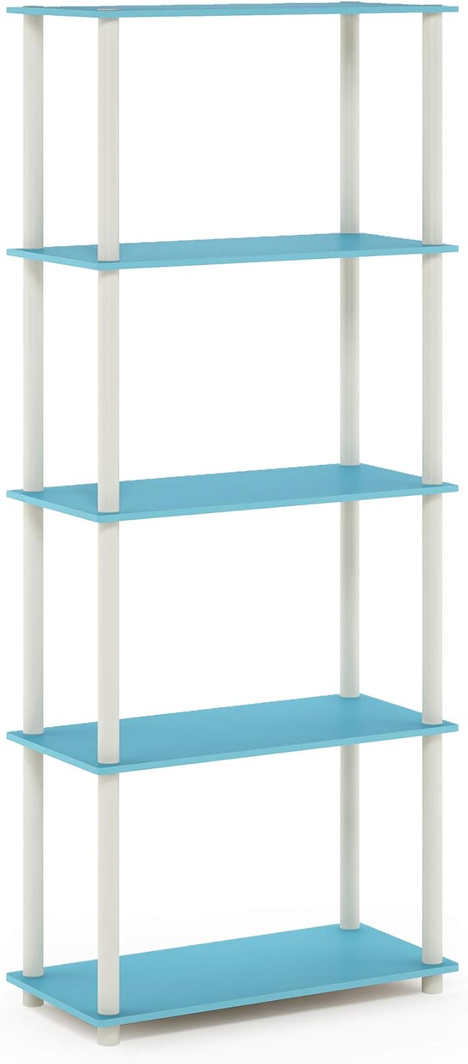 Furinno TURN-N-TUBE Storage Shelves, 5-Tier Book Shelf, Corner Shelf, Toolless - Image 6