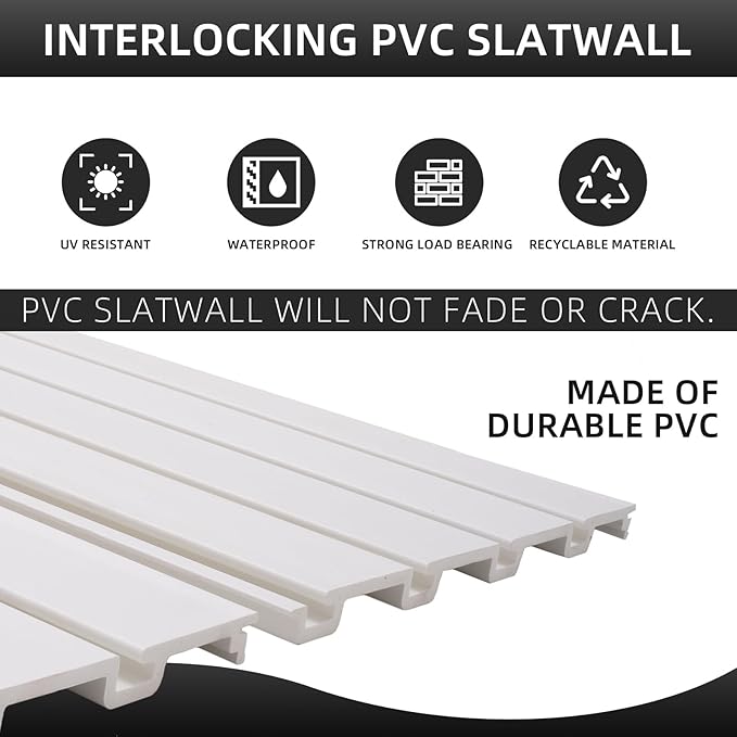 Slatwall Panel Garage Organizer, Heavy Duty Wall Mounted PVC Slat Wall Panels - Image 5