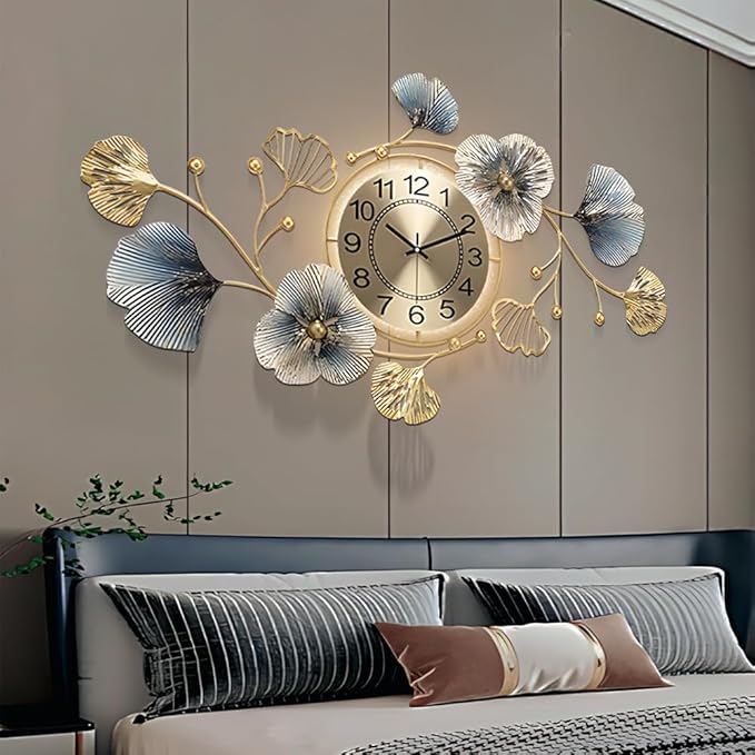 Large Metal Wall Clocks with Led Light, Silent Creative Decorative Clock - Image 6
