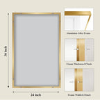 Koonmi Gold Mirrors for Wall, 24x36 Inch Bathroom Mirror, Rectangular Wall - Image 2