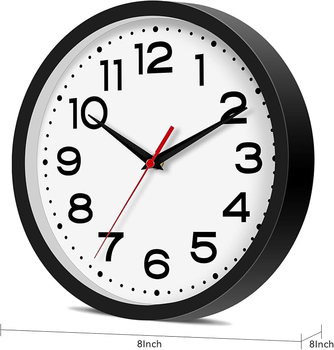 Roymnie Wall Clock Silent Non-Ticking Modern Clock Battery Operated 8 Inch - Image 9