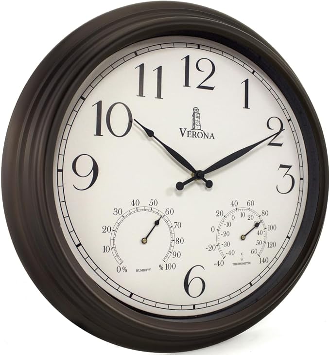 18 inch Outdoor Clocks for Patio Large Waterproof by LovelyHomeEssentials