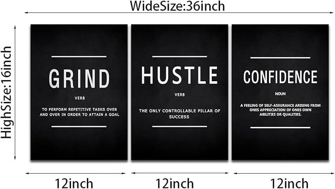 KAWAHONE Motivational Success Canvas Wall Art, Grind Hustle Confidence Wall - Image 7