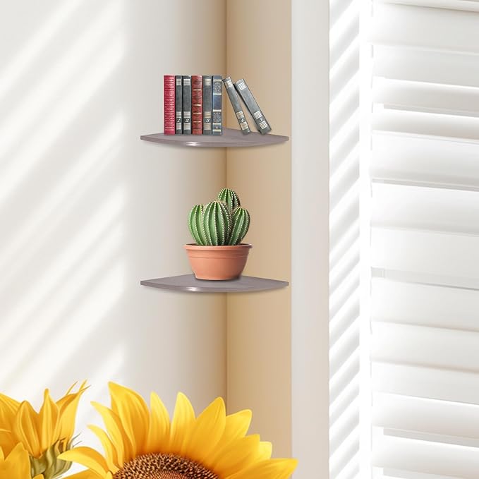 JJL Corner Wall Shelf, 12-Inch Sector Shelf - Image 5