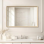 Oak Wood Effect Framed Wall Mirror, 24x36 Rectangle Mirror, Anti-desilvering by Ultrue