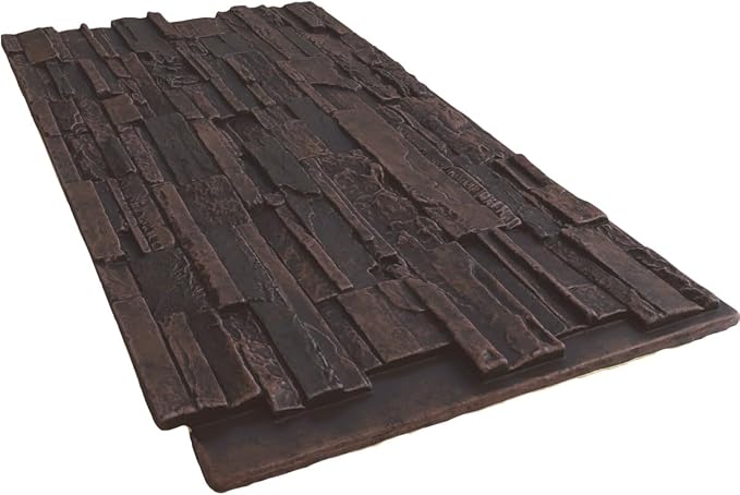 EverStone Cascade Faux Stone Panel, 48 5/8"W x 24 3/4"H x 1 1/4"D, Dark Tobacco - Image 6