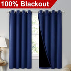 NICETOWN 100% Blackout Curtain Panels, Thermal Insulated Black Liner Curtains - Image 2