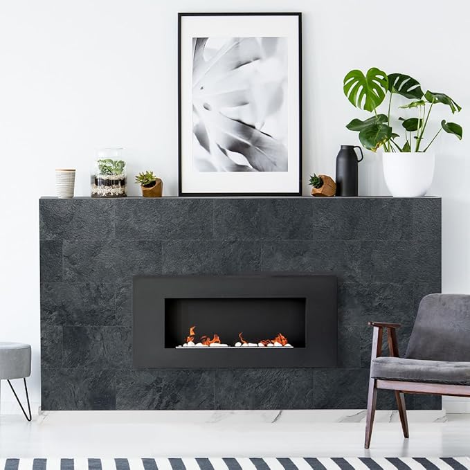 AULIGET 6" x 12" Black Slate Peel and Stick Backsplash Wall Tiles, PVC Faux - Image 4