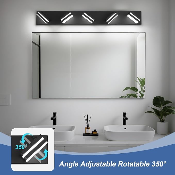 Modern LED Bathroom Lights Fixtures, Metal Black Acrylic Wall Lighting - Image 2