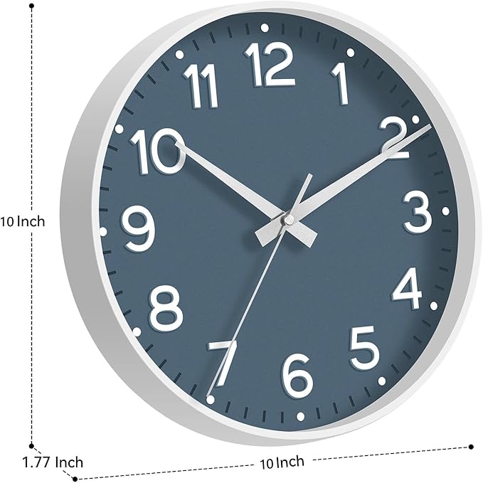 Roymnie Wall Clock 10 Inch Silent Wall Clocks Battery Operated-Modern Non - Image 3