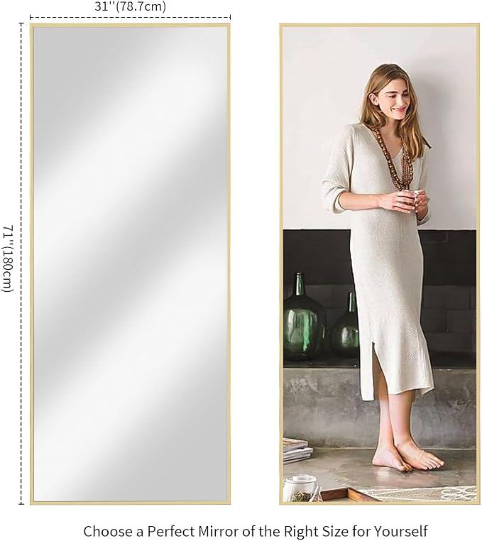 Koonmi 71"x30" Floor Mirror Full Length, Bedroom Floor Body Mirror - Image 6