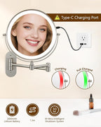 DECLUTTR 9" Wall Mounted Lighted Makeup Mirror, Rechargeable 1X/20X Magnifying - Image 4