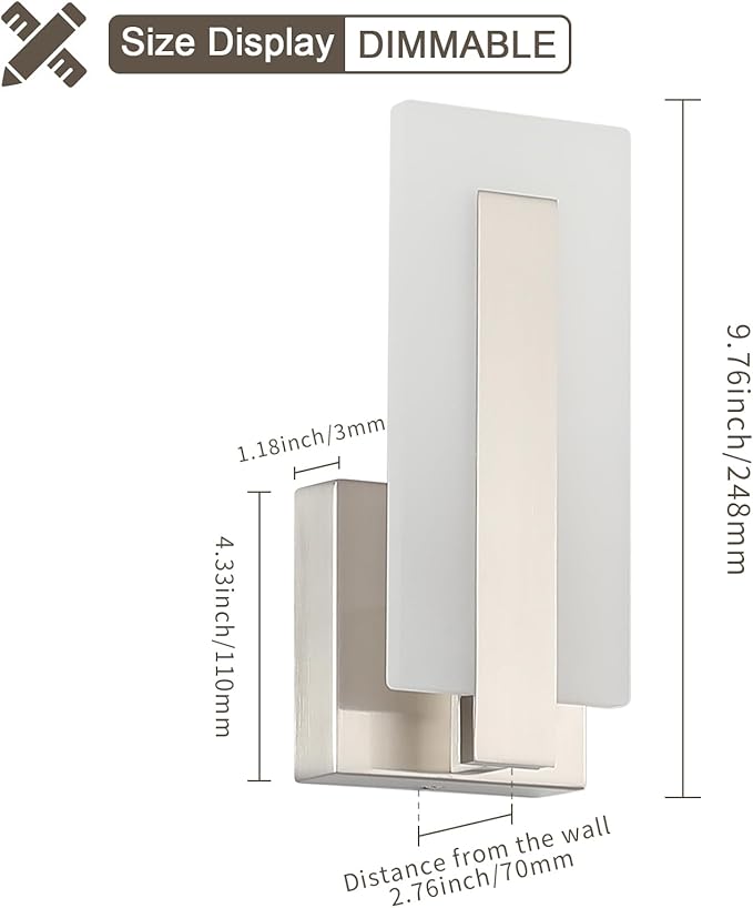 Joosenhouse LED Wall Sconce Set of 2, Hardwired Dimmable Wall Mounted Lights - Image 5