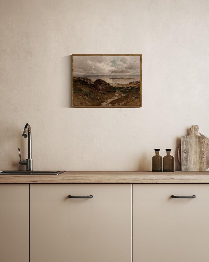 InSimSea Framed Canvas Wall Art Vintage Decor, Room Decor Coastal Landscape - Image 3
