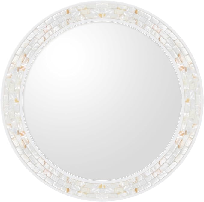 Large Round Mirror 36 Inch, Natural Mother of Pearl Inlay Mosaic Frame Circle - Image 7