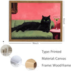 Cute Black Cat With Martini Wall Art Funny Animal Wall Decor Quirky Whimsical - Image 2