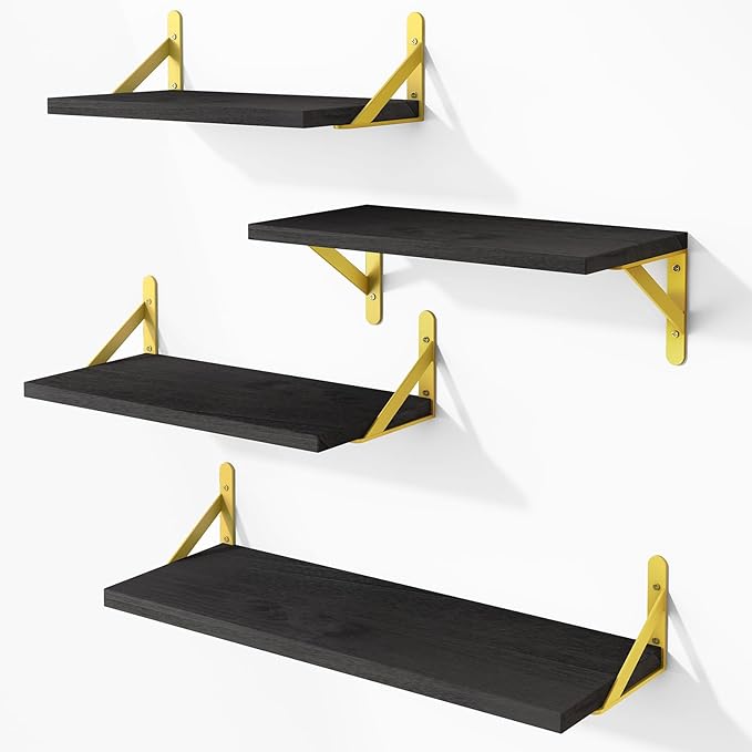 YGEOMER Floating Shelves for Wall, Different Sizes Black Wall Shelves for by YGEOMER