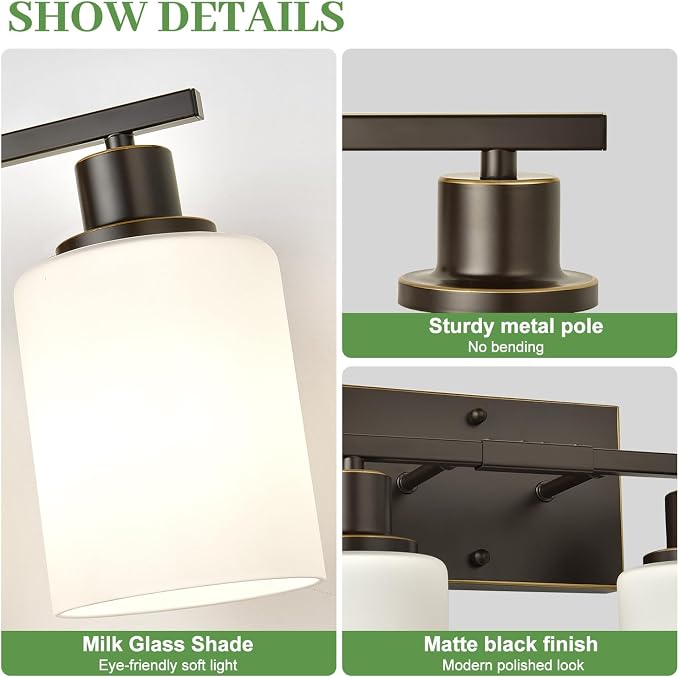 MOKATNG 4-Light Bathroom Light Fixtures, Vanity Light - Image 3