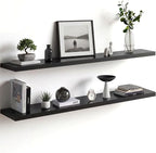 Homeforia Floating Black Shelf 60 inch, High End Solid Real Wood 60 inches Long by Homeforia