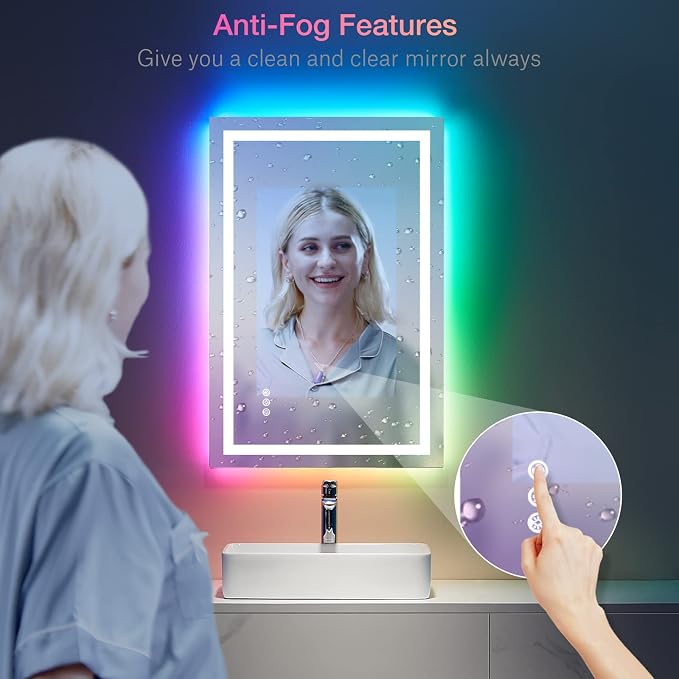 LOAAO 28"X32" LED Bathroom Mirror - Image 6