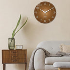 XNM Kitchen Wall Clocks Battery Operated 14 Inch Round Brown Simple Wall Clock - Image 2