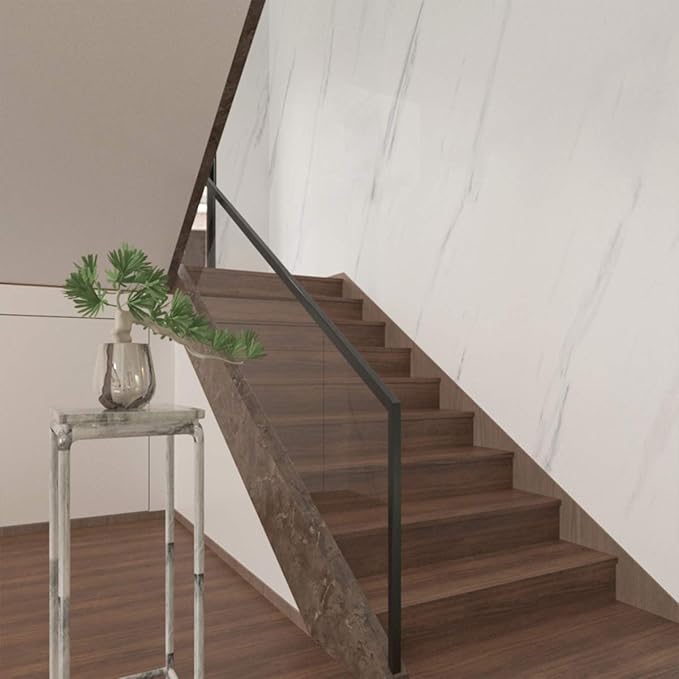BAYYA Extra Wide Marble Granite Peel and Stick Wallpaper Ivory White - Image 5