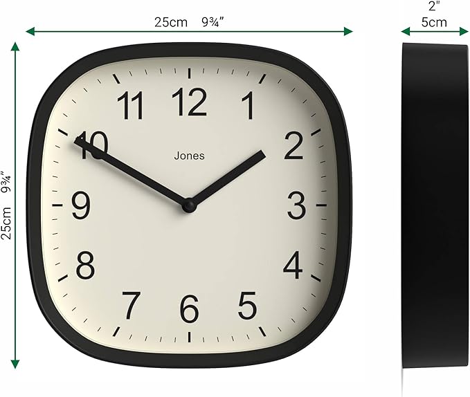 JONES CLOCKS® Sprite wall Clock | Modern Retro Rounded Square Clock | 10 inch | - Image 4