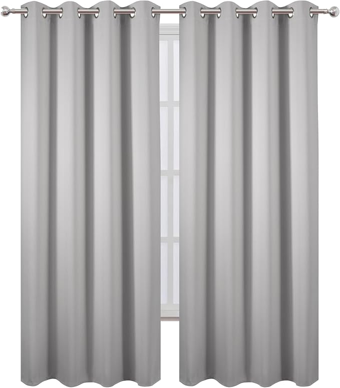 LEMOMO Blackout Curtains 52 x 120 Inch Long Light Grey Curtains Set of 2 Panels - Image 2
