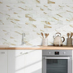 AULIGET 4-Piece Calacatta Gold Marble Look Peel and Stick Backsplash Wall Tiles - Image 2