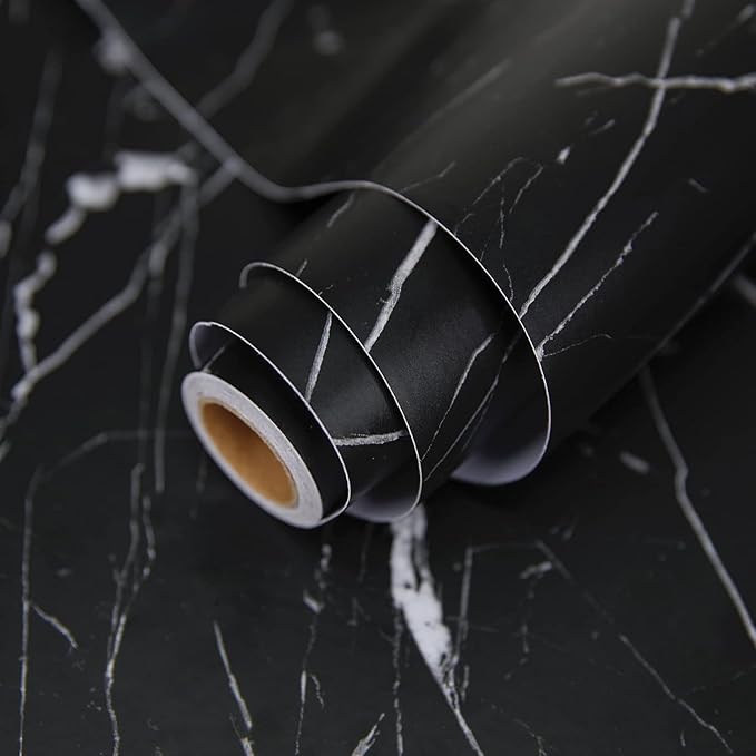 practicalWs 23.6''×118'' Marble Contact Paper Black/White Peel and Stick by practicalWs