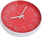 Red Wall Clock 12 Inch Silent Non-Ticking Modern Quartz Wall Clocks Battery - Image 7