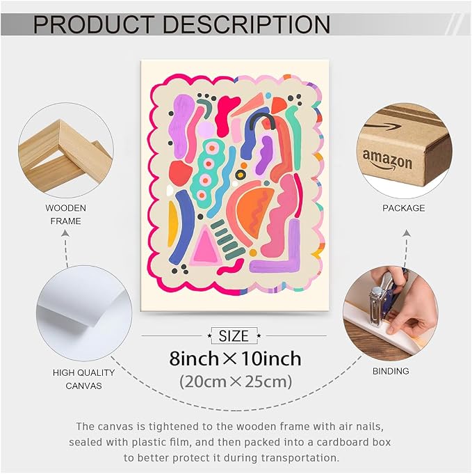 Funky Cute Kids Abstract Wall Art Trendy Bright Colorful Poster 08x10 inch - Image 2