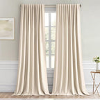 MIULEE Cream Beige Back Tab Light Blocking Curtains 96 Inch Length 2 Panels Set by MIULEE