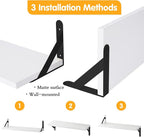 YGEOMER Floating Shelves for Wall, Different Sizes White Wall Shelves for - Image 4