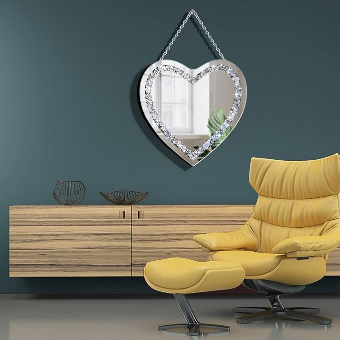 DMDFIRST Crystal Crush Diamond Heart Shaped Silver Mirror - Image 2