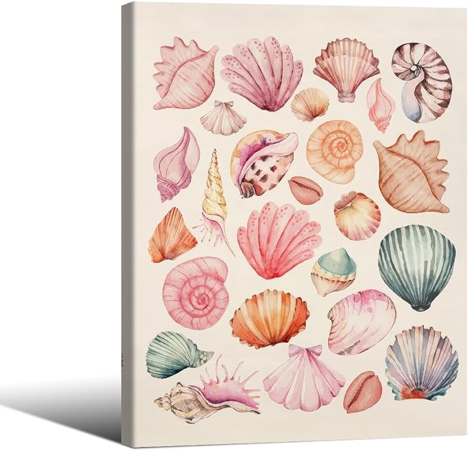 Pink Seashell Posters Coastal Cowgirl Canvas Wall Art Trendy Beach Starfish by Unknown