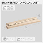 Homeforia Wood 48 inch Floating Shelf, High End Solid Natural Wood 48inch - Image 2