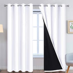 Yakamok Pure White 100% Blackout Curtains, 2 Thick Layers Completely Blackout by Yakamok