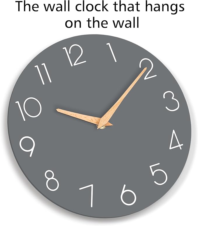cicininc Wall Clock, 14 Inch Wooden Silent Non-Ticking, Decorative Battery - Image 7