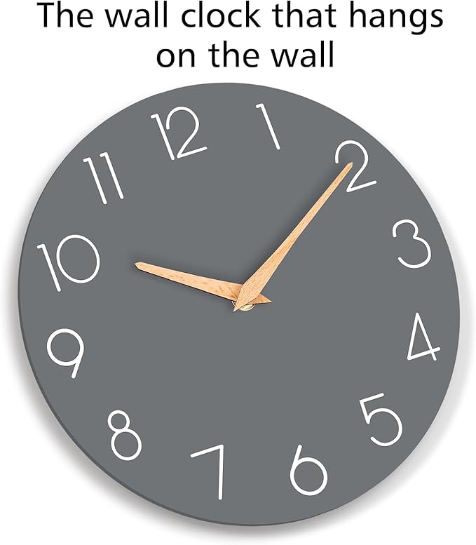 cicininc Wall Clock, 10 Inch Wooden Silent Non-Ticking, Decorative Battery - Image 7