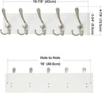 SKOLOO Creations White Solid Wood Wall Mounted Coat Rack, 5 Hooks, 16-7/8" Long - Image 5