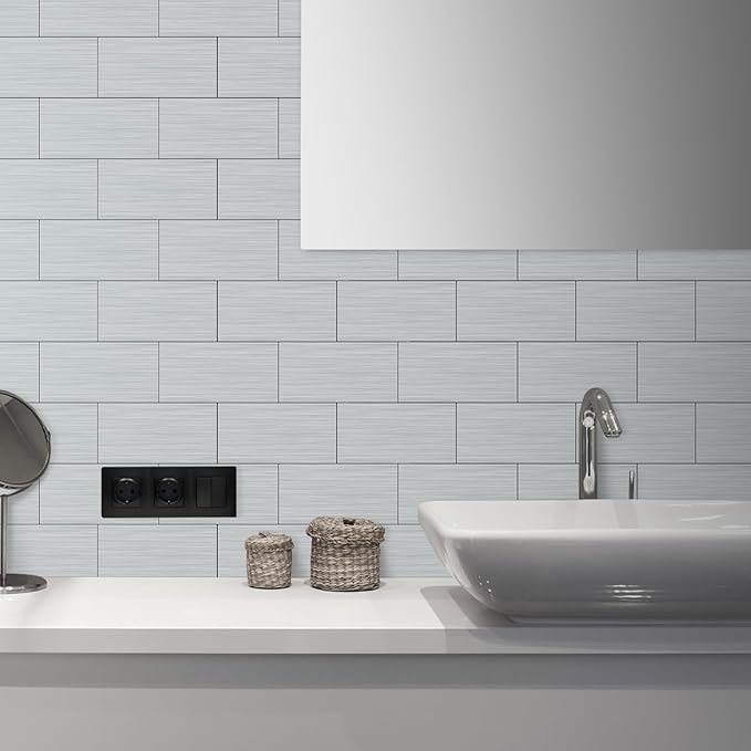 AULIGET 2-Piece Brushed Metal Peel and Stick Backsplash Tile, Laundry Room - Image 5