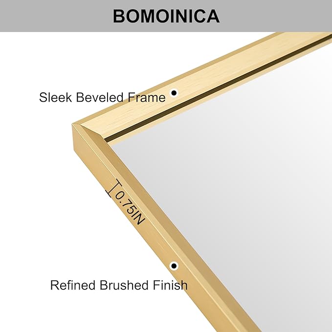 BOMINICA Brushed Gold Bathroom Mirror - Image 2
