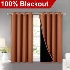 NICETOWN Burnt Orange 100% Blackout Curtains 45 inches Long, 2 Thick Layers - Image 2
