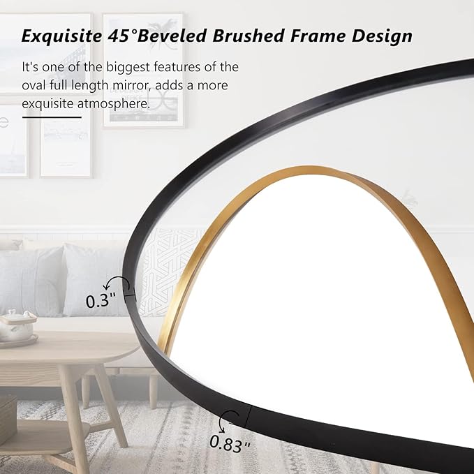 Oval Full Length Mirror, Ultra-Clear Explosion-Proof Dressing Mirror, Simple - Image 3