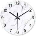 Modern White Marble Glass Wall Clocks Battery Operated 14 Inch Abstract by Constantplanet%E6%97%97%E8%88%B0%E5%BA%97