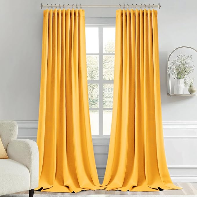MIULEE Yellow Back Tab Blackout Curtains 120 Inch Long 2 Panels Set - Image 9